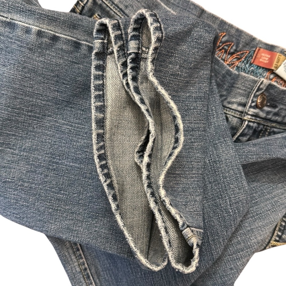 Vintage Y2K Old Navy Ultra Low Rise Bootcut Embroidered Jeans All Cotton Blue 10 - Picture 15 of 16